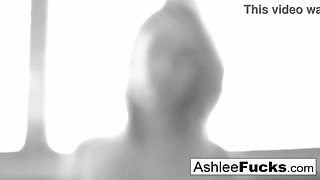 Luxurious Ashlee Graham smokes while flashing off her inborn globes