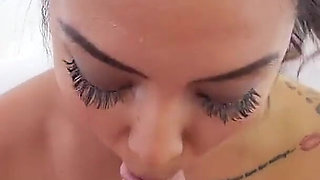 Brunette Brianna Bentley POV blowjob and cum swallow
