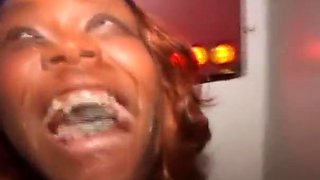 Black Amateur Blowjob And Cumshot Through Glory Hole