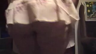 A scarcely any upskirt panty shots of a Older British housewife