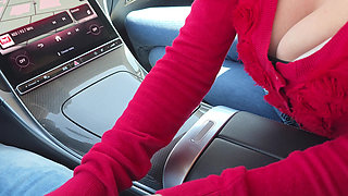Busty Wife Suck My Dick in Car and Swallow All Cum