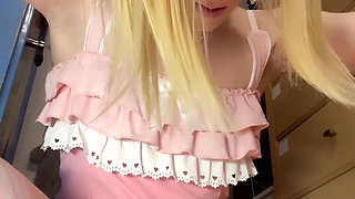 Chastity Sissy Rides Giant Black Dildo - Anal Sissygasm and Vibegasm Cumswallow