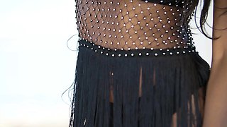 Confident ebony teen shows her dark cunt