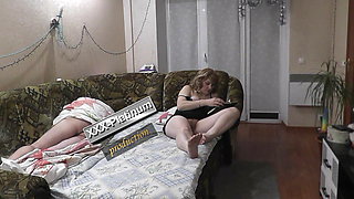 Stepdad fucks stepdaughter while her husband sleeps. Staging