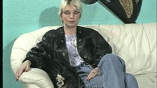 Retro Teen From the Street with Glasses and Short Blonde Hair