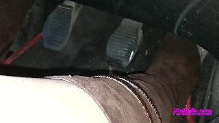 Nyllady Driving Her Red Punto in High-heeled Boots