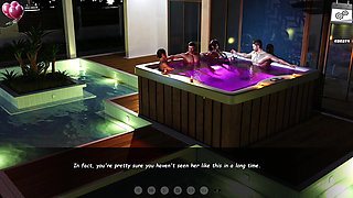 Blazing Boundaries 15 - Miranda & Lara Double Tease Mike's Cock in the Hot Tub
