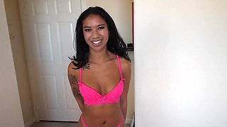 Asian cutie enjoys deep pounding and hairy pussy satisfaction