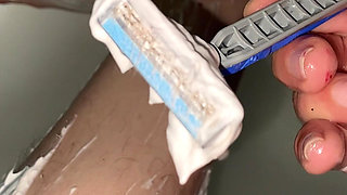 Hairy Legs Shaving Close up