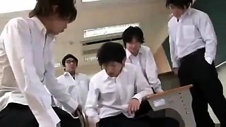 Attractive Oriental teacher gets used by her horny students