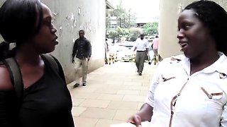 Black African babes Faida and Kali meet on street and