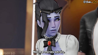 Widowmaker Gets Two Giant Cocks [Subtitled in Spanish]