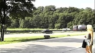 German Girl sucks cock in car trip