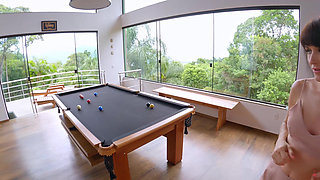 Multiple Shaking Squirting Orgasms and Double Dripping Creampie on Pool Table