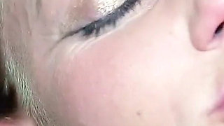 Horny blonde skinny teen Lacy at wild bukkake party