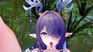 Lauma hot ahegao sex in the forest - Genshin Impact