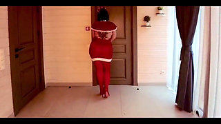 Stepson Celebrates Christmas with Mrs. Santa, She Came to Fulfill His Hot Fantasies, Anal and Lots of Cum