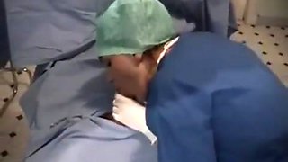 Nurse latex glove blowjob cum