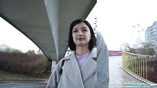 Small tits clip with delightful escort from Public Agent