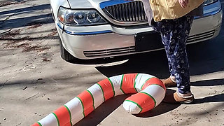 Big Beautiful Woman Nurse Vicki Crushes This Blow up Candy Cane