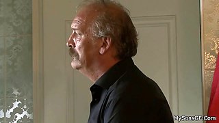 Man finds old dad and teen GF cheating