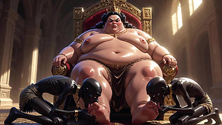 Huge BBW Mistress Foot Worship - Slaves Licking Her Feet to Ecstasy