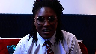 Naughty Student Oshun mocks your small cock!