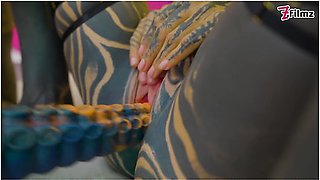 Heavy Tattooed Lesbian Toy Ride Anal, Atm, And Fantasy Dildo Fun