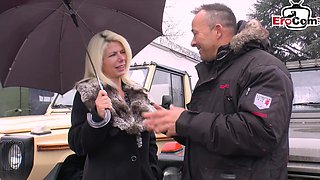 German blonde milf persuaded to have sex on the street