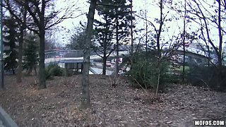 Public Pickups - Red Head Belinda & Steve Strip Down for a Wild Public Bridge Sex Session in the Freezing Cold