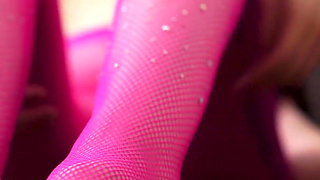 POV Pink Pantyhouse Footjob