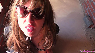 Student smoking in abandoned house sucking dick stranger and fucking