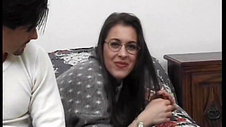 Glasses-wearing Brunette Gets Pounded in Retro Hardcore Fuck