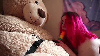 Adorable BBW Fucks Her Big Teddybear