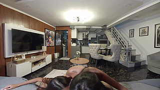 Mika Sharing Big Dick with Curious Latina Friend in 3-some.100% POV