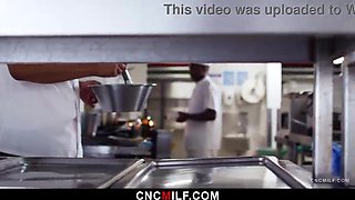 Big-chested COUGAR London Rose Fellates and Smashes The Waiter's Phat Wood During A Biz Rendezvous