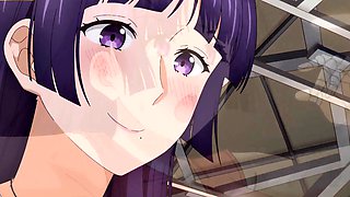 Tiny guy overwhelmed by tall athletic anime giantess babes