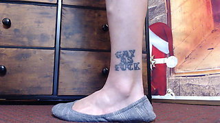 Gray ballet flats Milf shoe play