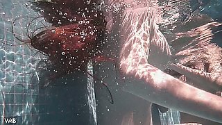 Red haired lovely bitch had nice sex with her kooky right in pool