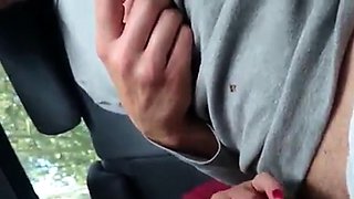 Asian MILF Gives a Handjob in a Car
