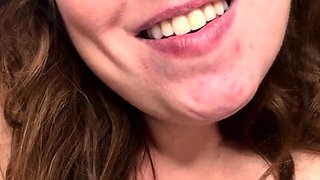 Webcam brunette strips and masturbates