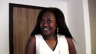 Big ass African slut at casting call riding some big cock