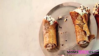 Step Mom Reagan Foxx Dirty Talks Step Son at Dinner Table - Family Taboo Threesome