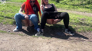Girlfriends Peeing at the Rest Stop!