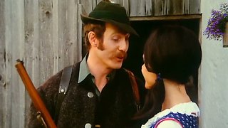 Fair-haired woman gets her pussy banged in the shed in retro clip