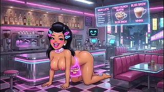 Funny Cartoon Girl Topless, Ai Animation