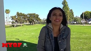 My girlfriend - Kara Faux sucks ken's dick out in public before getting an indoors running in rivulets internal cumshot