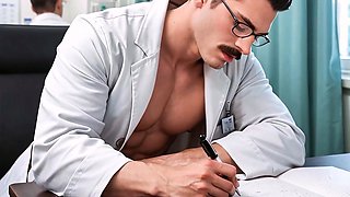 Alpha doctor gives deep office exam before drilling patient