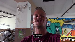 Public amateur sex cougar gives handjob