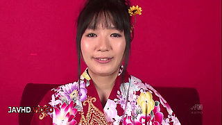 Chiharu's Sexy Kimono Seduction Ends with Ecstatic Asian Creampie Threesome